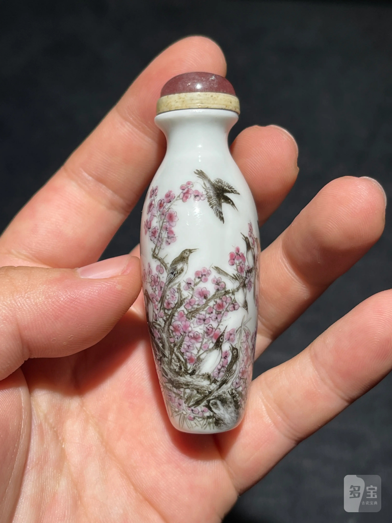 清晚期 粉彩喜上眉梢纹鼻烟壶 - 图4